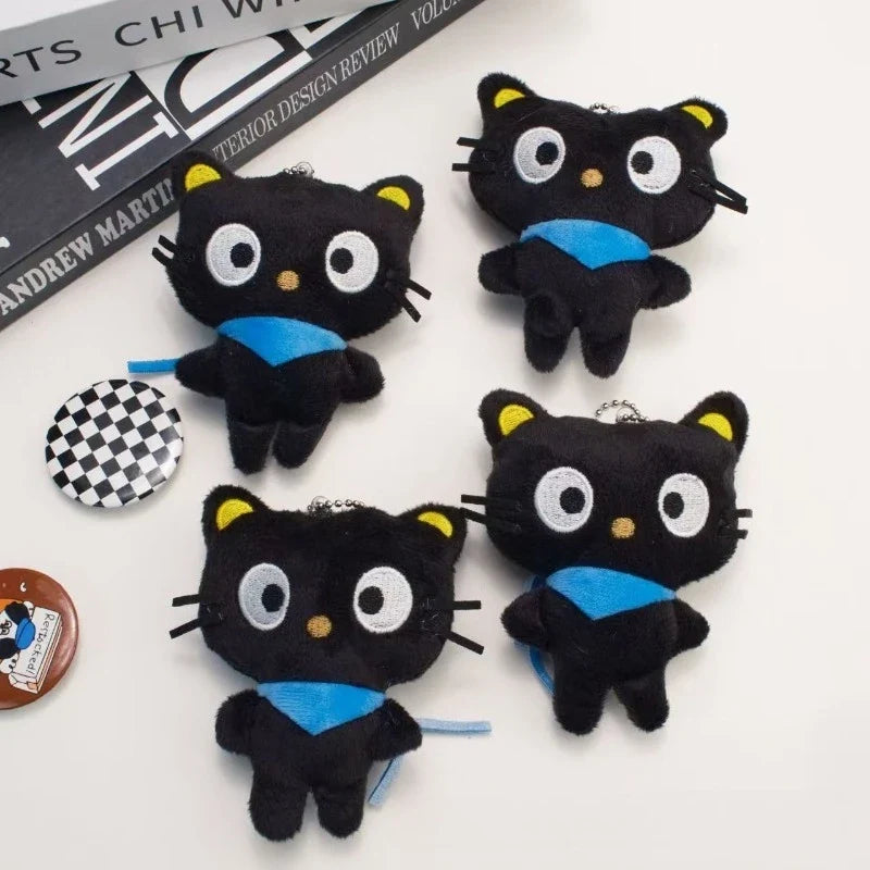 Chococat Plush Keychain Kawaii Black Cat Soft Plush Bag Charm Cute Backpack Purse Key Holder Decoration for Girls Women Gifts