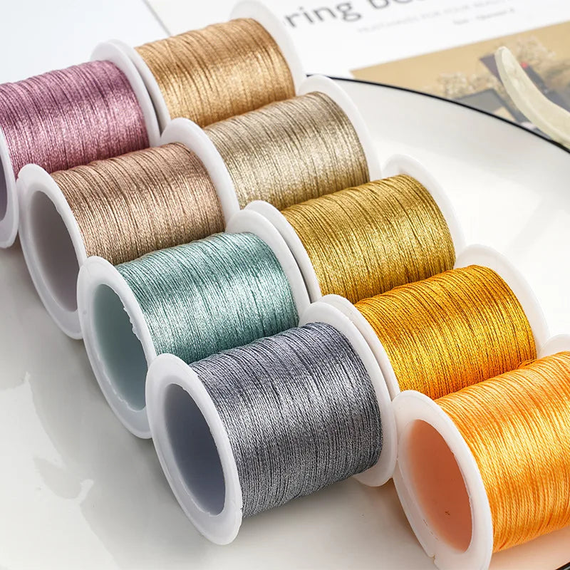 Metallic Beading Thread Cord – Rose Gold & Silver for DIY Jewelry