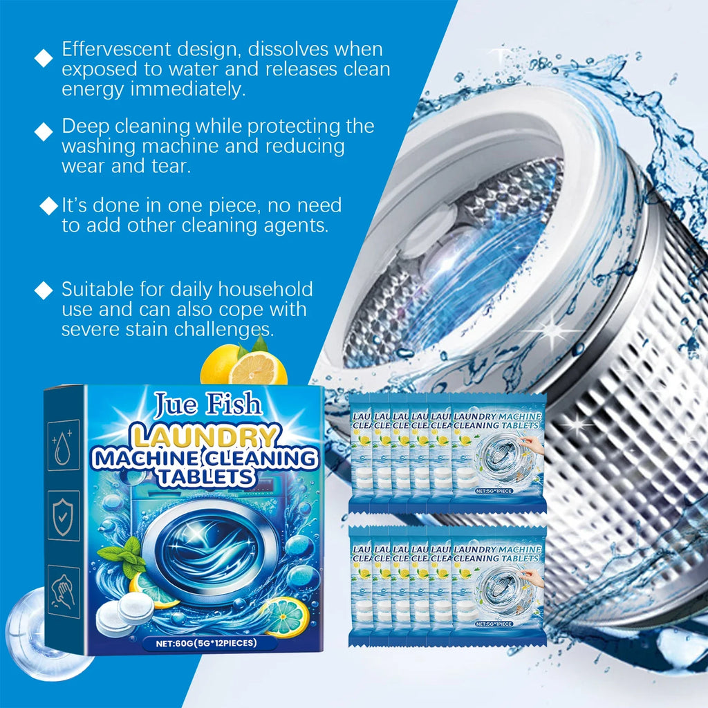 12PCS Washing Machine Cleaning Effervescent Tablets Deeply Cleans Stubborn Dirt Eliminates Odors Mild No Residue For All Models