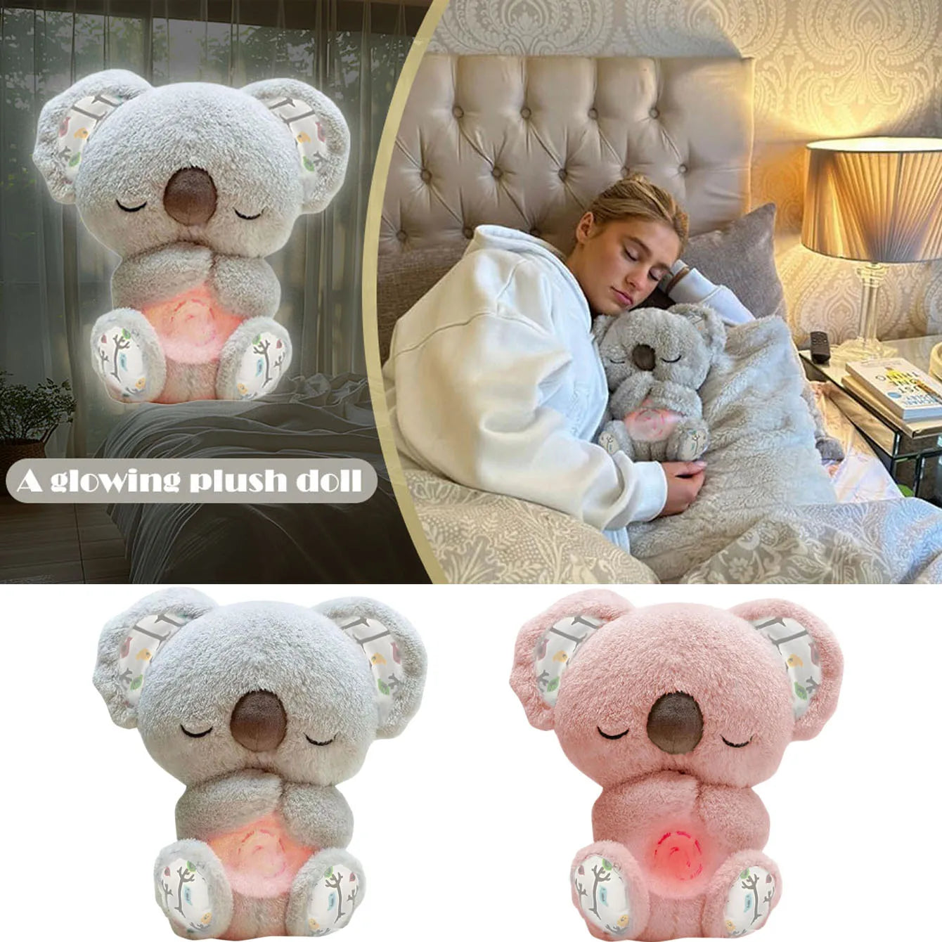 1pc Anxiety Relief sleeping Koala Breathing Plush Toy - Soothing Stuffed Animal w/ Heartbeat, Anxiety Relief Gift for Birthday & Christmas