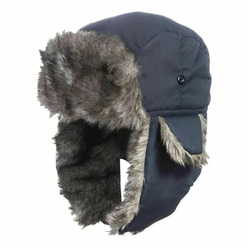 Men's Warm Soldier Hat Winter Pilot Patrolman Earmuffs Polyester Fiber Warm Russian Ski Hat Windproof Cold Pilot Hats