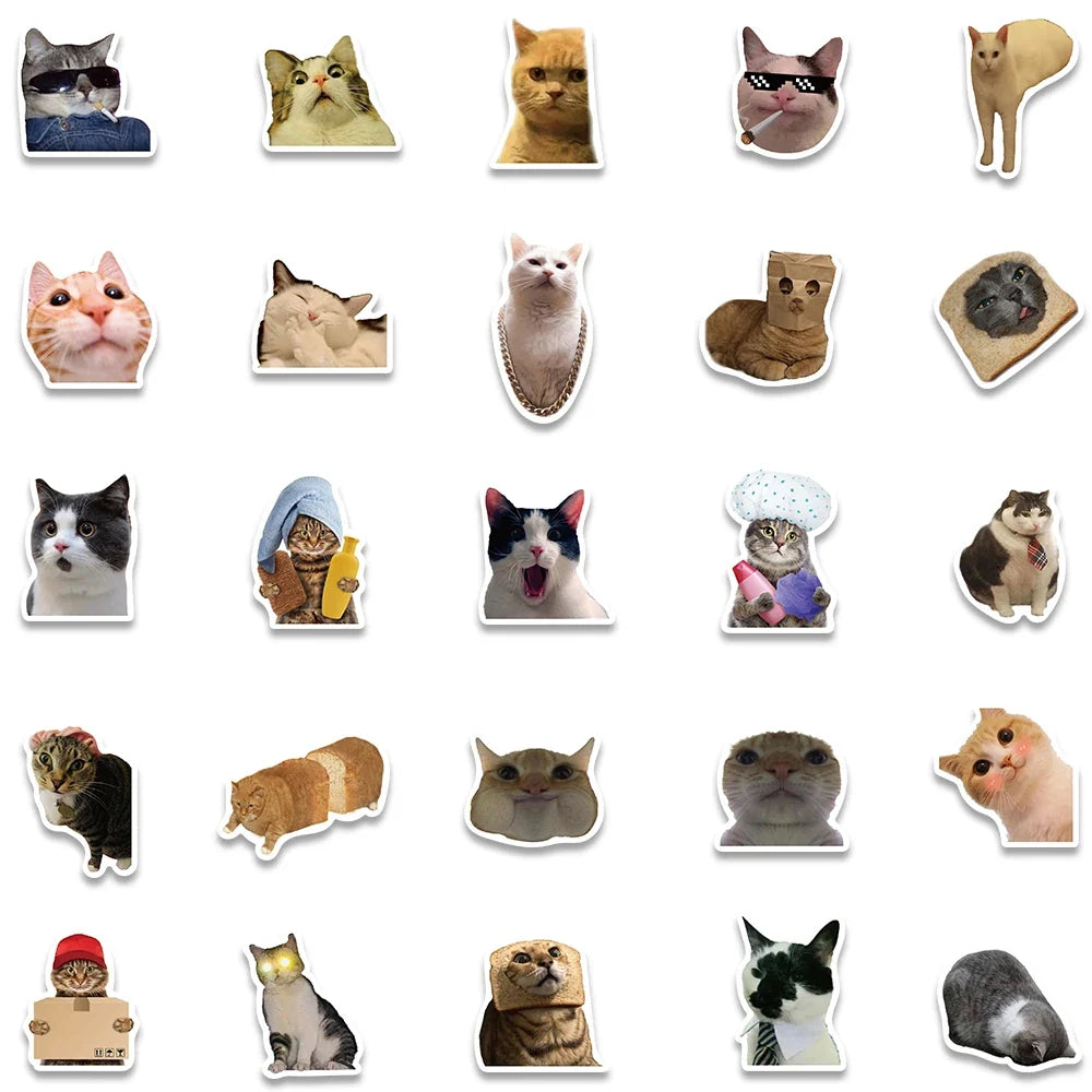 10/30/50/100pcs Cute Dog Cat MEME Funny Animals Stickers Aesthetic Decals Notebook Car Motorcycle Laptop Kid Cartoon Sticker Toy