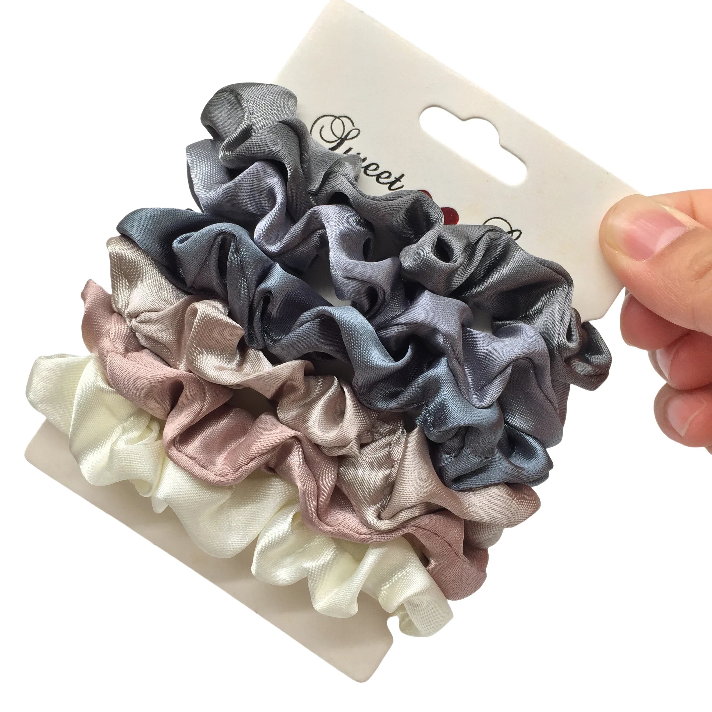 3/5/6 Pcs Silk Satin Scrunchies Set for Women – Elegant Solid Color Hair Bands | Soft Elastic Ponytail Holders & Hair Accessories