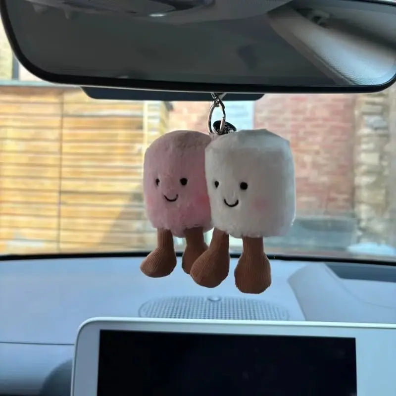 Cute Two-Tone Cat Plush Keychain – Soft Cotton Candy-Style Doll Bag Pendant, Car Hanging Accessory & Holiday Gift