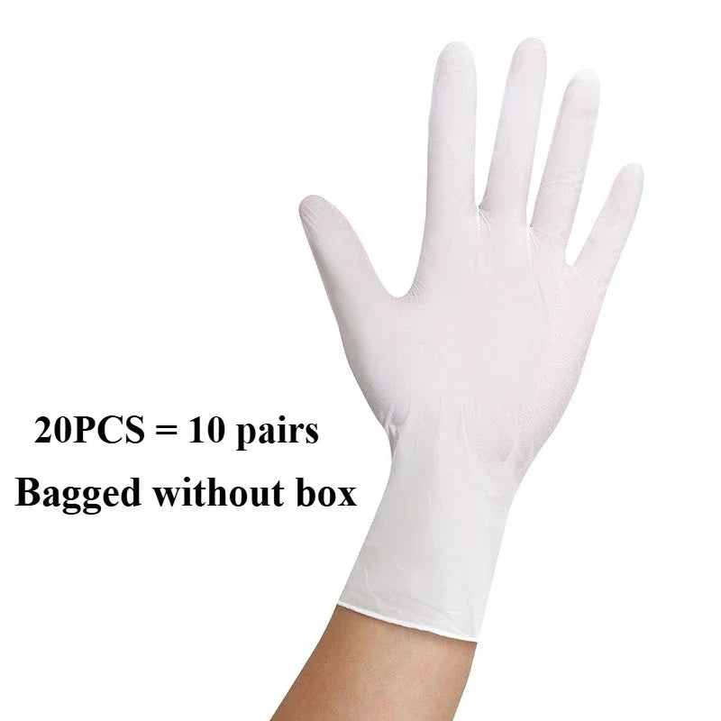 10-100PCS White Nitrile Disposable Gloves – Latex & Powder-Free Household, Cooking, Food-Safe, and Cleaning Work Gloves