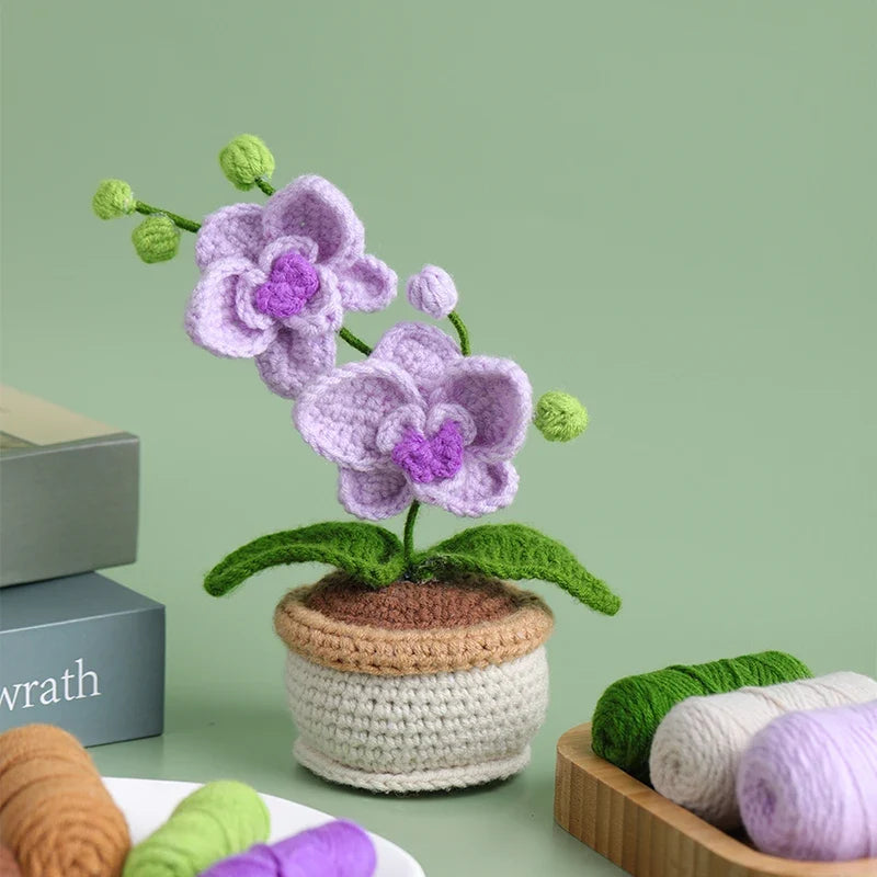 KRABALL Moth Orchid Crochet Kit for Beginners With Instruction Knitting Yarn Thread Needles Hook Easy Knit Tools Accessories Set