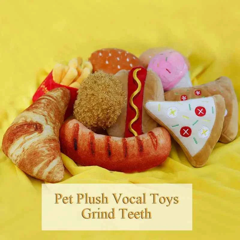 Squeaky Ice Cream, Fries & Hamburger Plush Toy Set