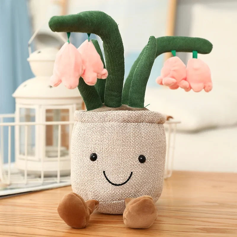 Tulip & Succulent Plant Plush Toy – Cute Stuffed Doll Bookshelf Décor, Soft Kawaii Pillow Pendant & Birthday Gift for Girls