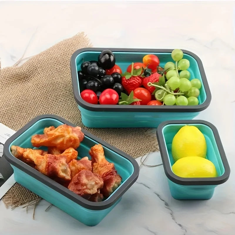 Collapsible Silicone Food Storage Containers – Stackable, Space-Saving, Microwaveable Lunch Boxes, 1/4PCS Set