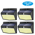 138 LED Solar Light Outdoor 4PCS Solar Wall Lamp Human Body Sensor 3 Mode Waterproof Garden Decor Street Lights Sunlight Powered