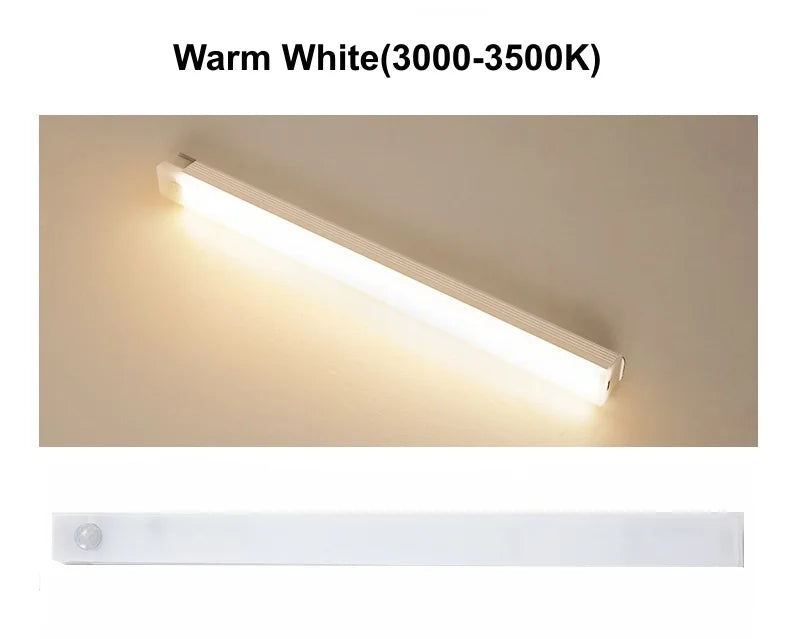 USB Rechargeable PIR Motion Sensor LED Bar Lights Dimmable Detector Night Light Portable Induction Cabinet Lamp for Kitchen Room
