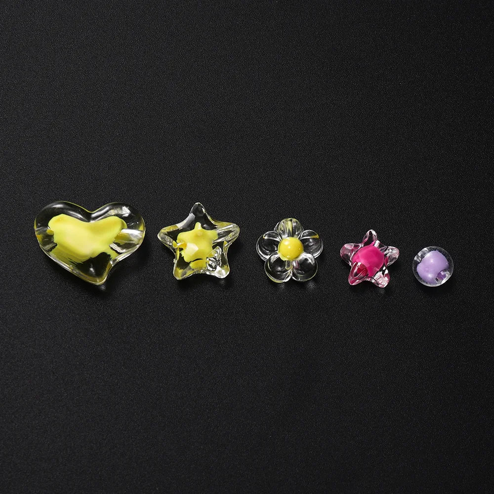 24-Grid Acrylic Beads Kit – Heart, Star & Flower Spacer Beads for Bracelets, Keychains & Jewelry Making