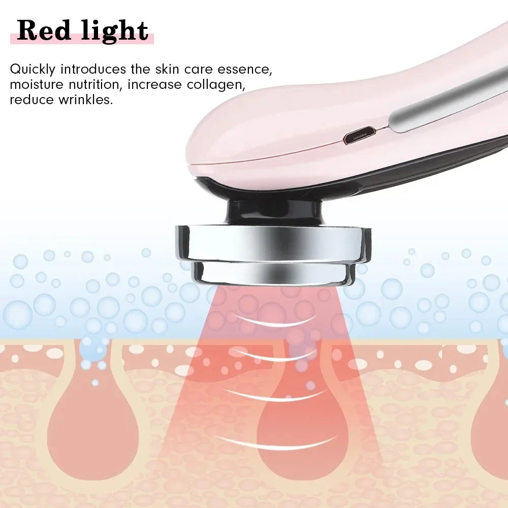 5-In-1 Facial Massager: LED Light Therapy, Eye Care, Skin Smoothing, USB Rechargeable
