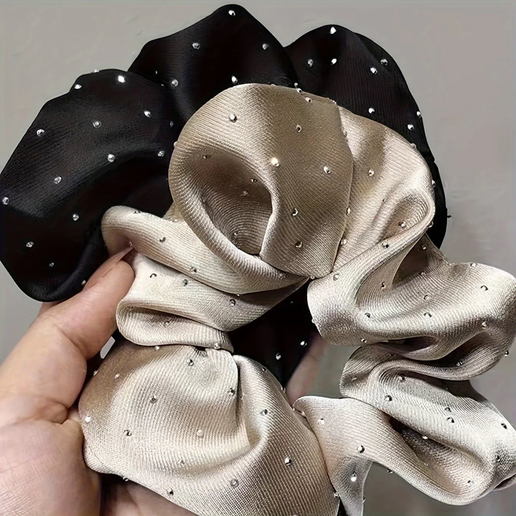 1/3PCS Satin Scrunchies with Rhinestones – Soft & Comfortable Hair Ties for Ponytails and Stylish Hair Accessories