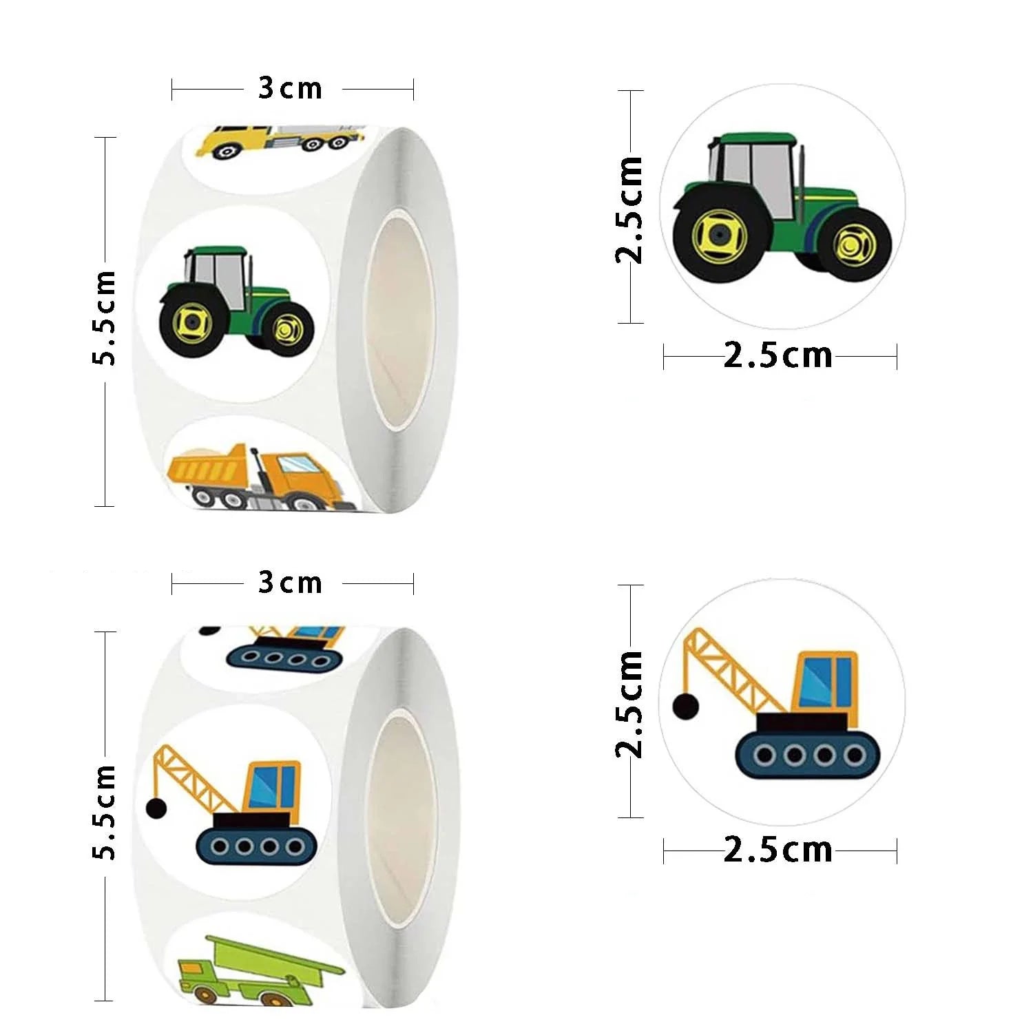 500/1000 Pcs Easykart Truck Vehicle Stickers Construction Stickers Roll For Kids Teens Vehicle Car  Potty Stickers For Home Part
