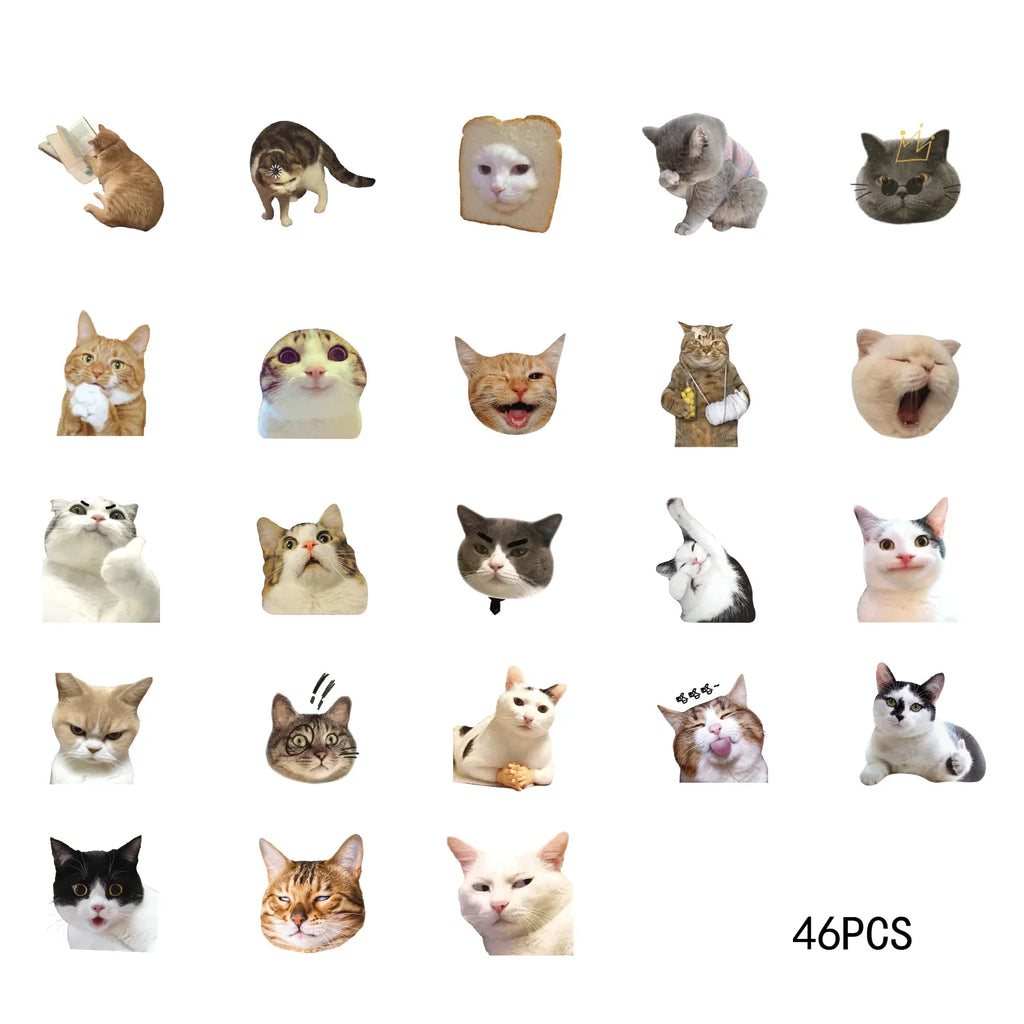 46pcs/Bag,Cat Stickers,Be for Suitcase Skateboard Luggage Laptop Phone Diy Sticke Decoration Stationery School Supplies Toys