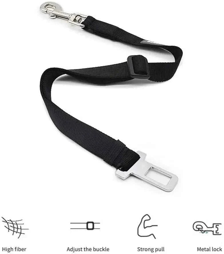 Pet Car Seat Belt Harness – Adjustable Safety Clip for Dogs & Cats