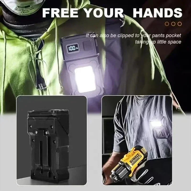 Mini USB Rechargeable LED Flashlight – Super Bright Portable Torch with COB Emergency Light & Magnetic Tail for Camping and Hiking