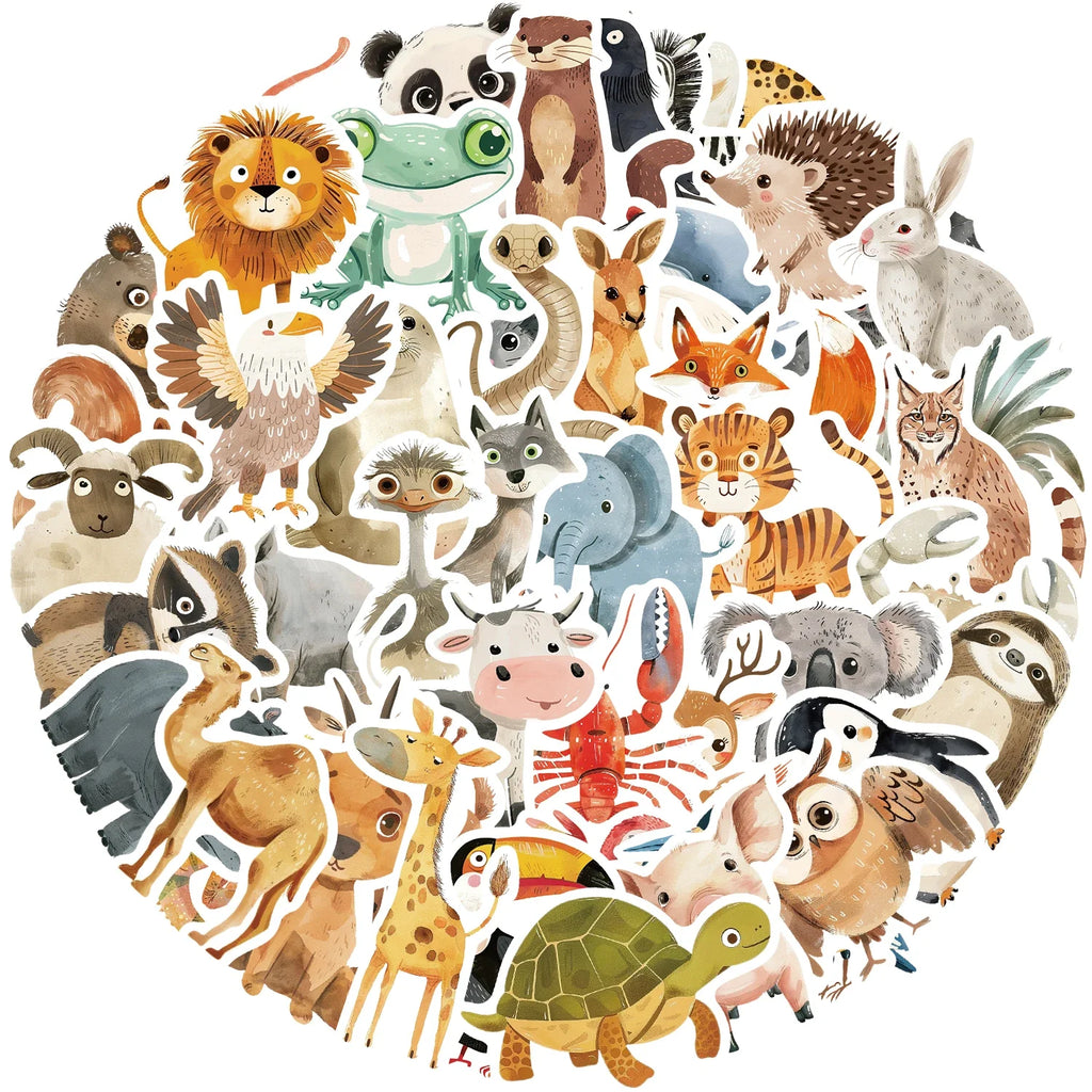 50pcs Cute Childrens Book Paintings Animals Stickers Aesthetic Decal Luggage Skateboard Cute Graffiti Girl Boy Sticker Toys