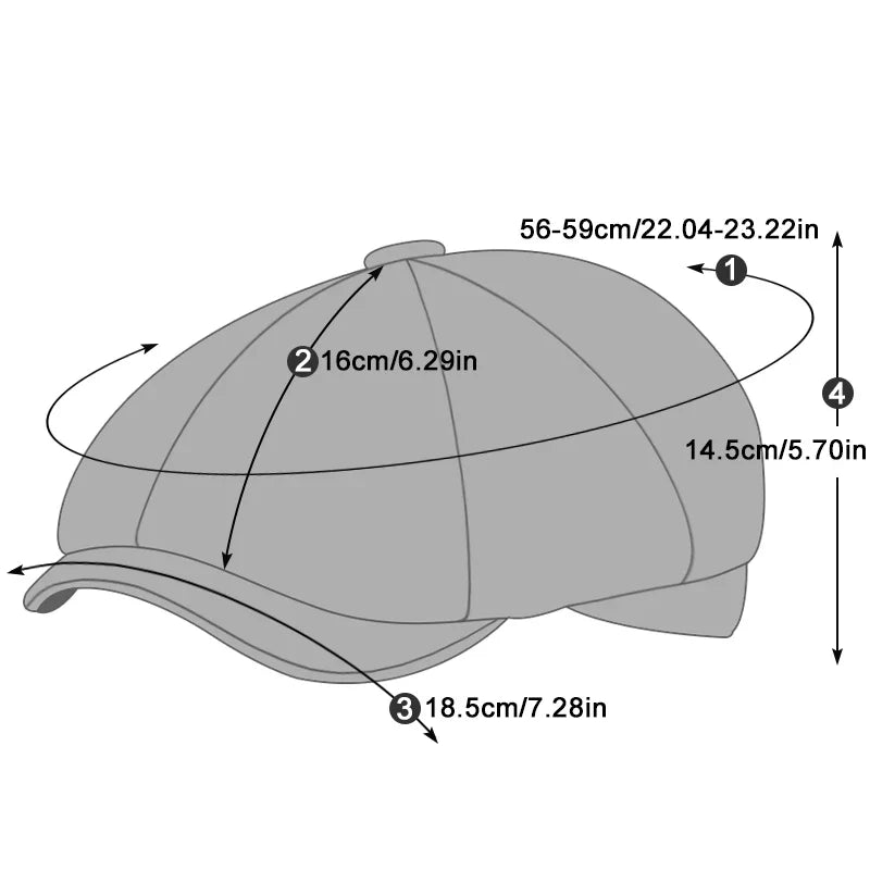 Retro Men’s Newsboy Cap – Classic Herringbone Octagonal Hat, British Style Flat Cap for Autumn & Winter, Vintage Painter Beret