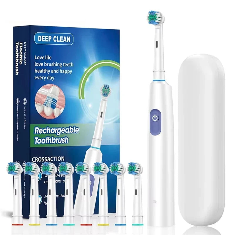 Intelligent Rotating Electric Toothbrush – Rechargeable Smart Tooth Cleaner Compatible with Oral-B Brush Heads | Deep Cleaning Automatic Toothbrush