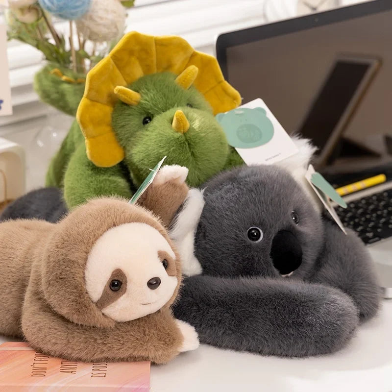 30-65cmKawaii High Quality Forest Animal Plush Doll Pillow Soft Long-arm Raccoon Dinosaur Sloth Panda Koala Plush Toy Home Decor