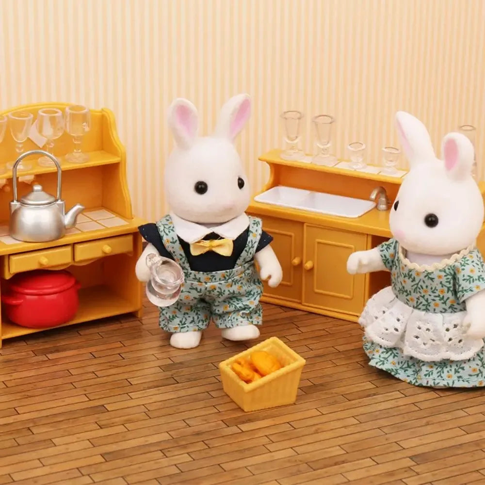 Forest Animal Family Dollhouse Furniture 1/12 Miniature Toys Girl Dolls Accessories Bedroom Bathroom Dollhouse Kit For Dolls