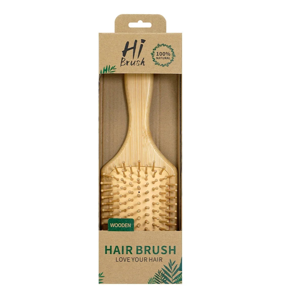 Natural Bamboo Air Cushion Hair Brush with Gift Box - Wooden Massage Comb for Smoothing Detangling Anti-Static Hair Care