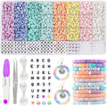 3860PCS Macaron Color Polymer Clay Beads Set – Flat Chip Beads for DIY Bracelets, Necklaces & Letter Bead Jewelry