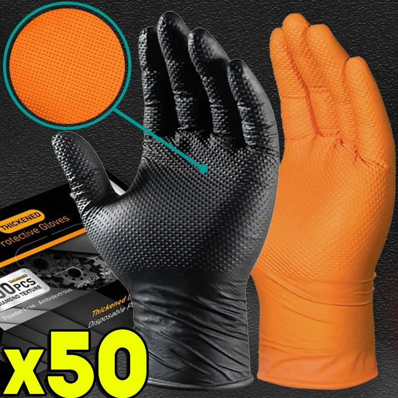 Heavy Duty Nitrile Gloves – 8Mil Thick Textured Grip Safety Work Gloves