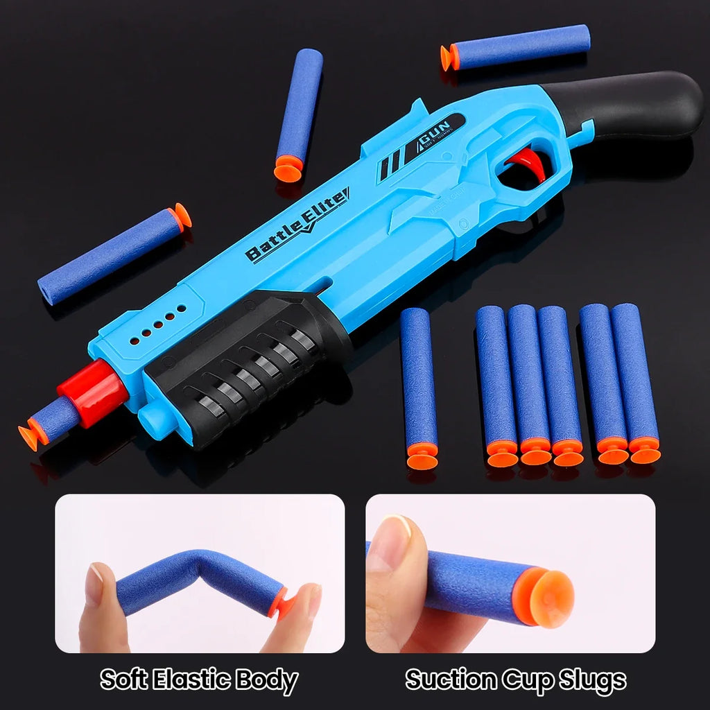 New Outdoor Kids Soft Bullet Blaster Manual Foam Dart Launcher Battle Toy Gun with Safe Ammo Multi-Color Options for Children's