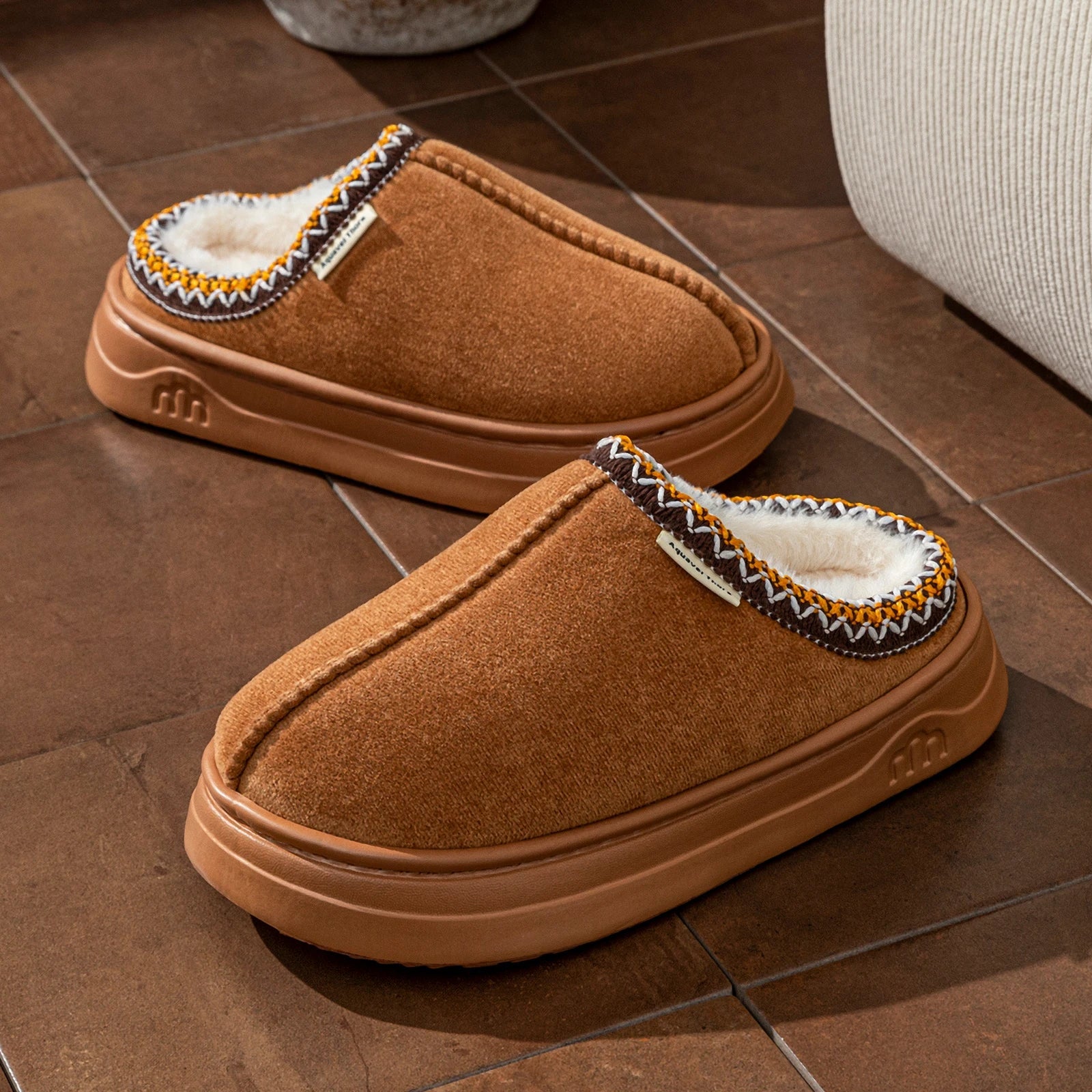 Winter Women's Slippers Boots Fashion Fuzzy Fur Anti-slip Soft Sole Outdoor Indoor Warm Comfort Men Plush Houseshoes Couple