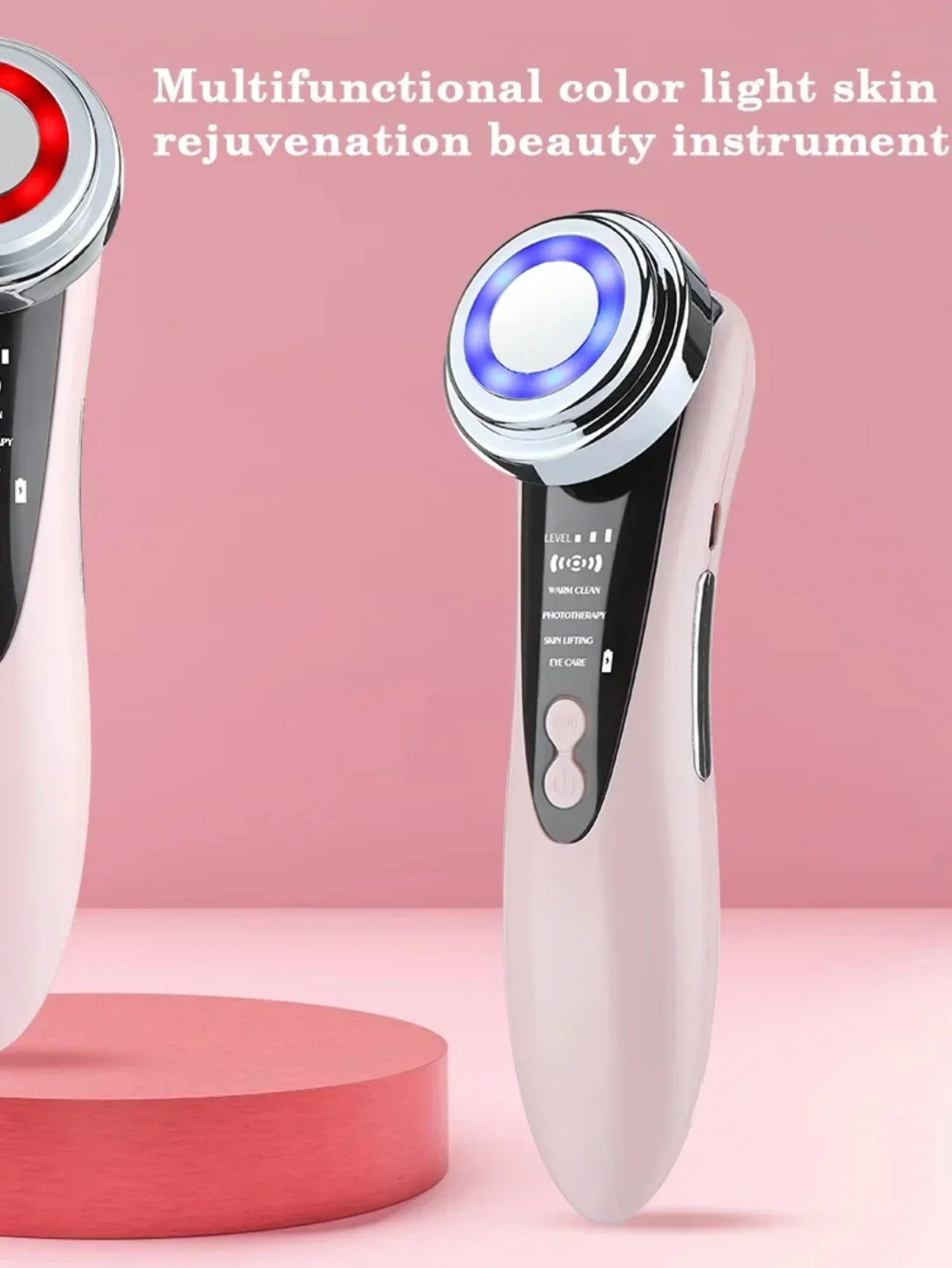 5-In-1 Facial Massager: LED Light Therapy, Eye Care, Skin Smoothing, USB Rechargeable