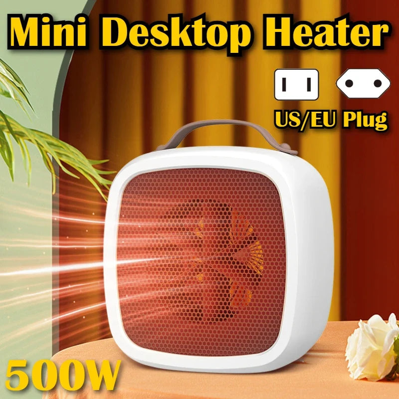 Portable Mini Electric Heater – 500W Fast Heating PTC Ceramic Warmer