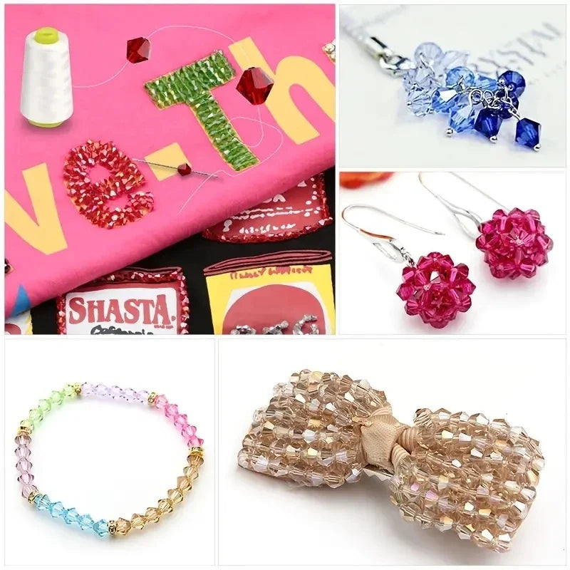 3 4 6mm Bicone Crystal Beads Box Multi-faceted Irregular Glass Bead Set 15 Grid Loose Spacer Kit for Jewelry Making DIY Bracelet