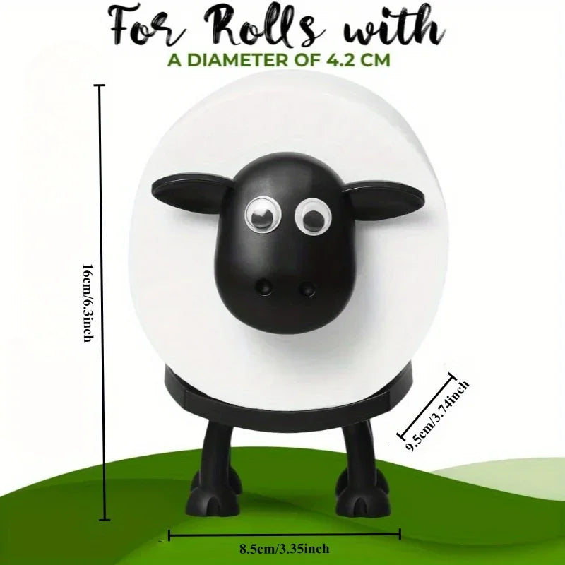 1/3PCS Funny Sheep Toilet Paper Holder – 3D Printed Black Loo Roll Stand, Freestanding Bathroom Storage Rack & Humorous Home Decor Gift