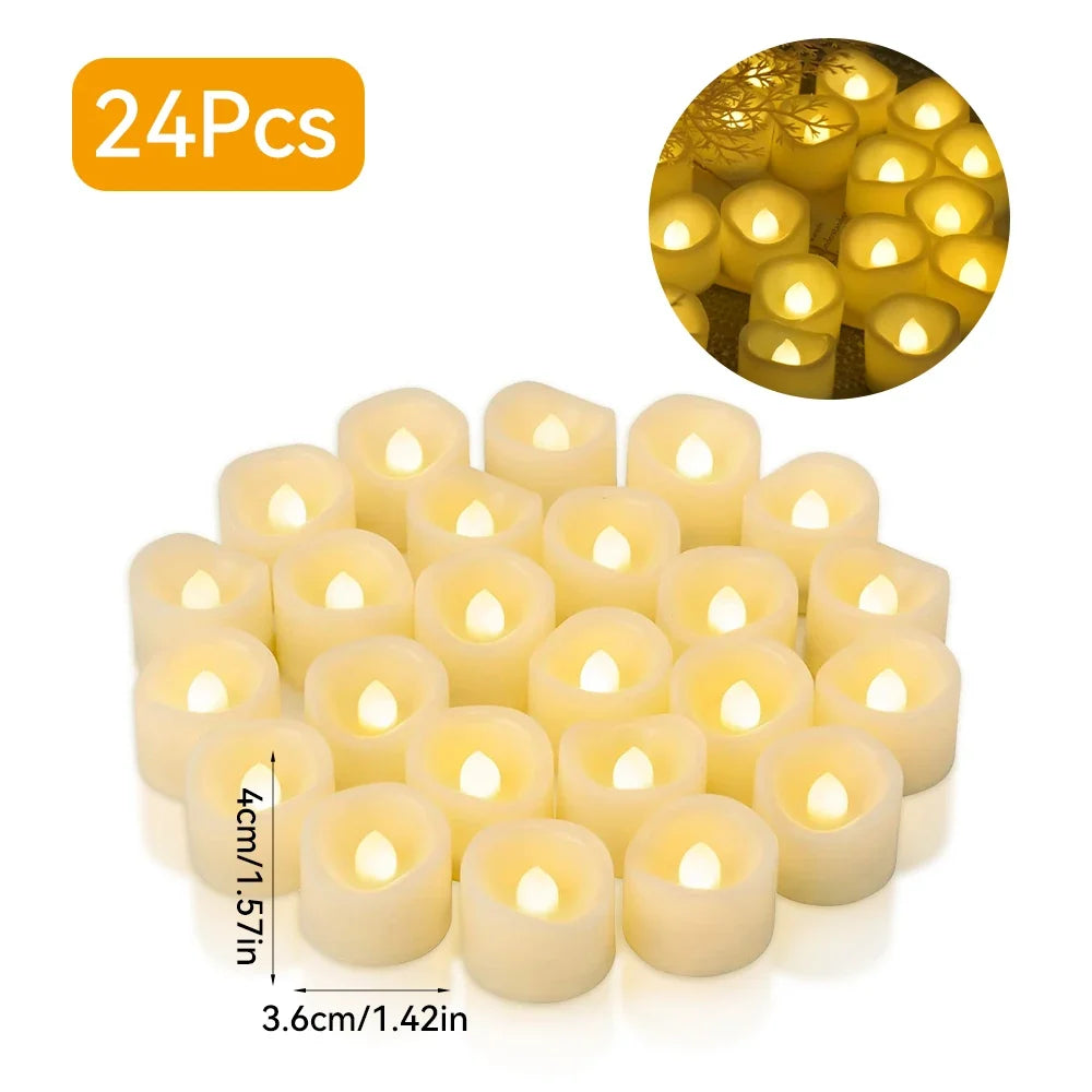 Flickering LED Ivory Electronic Candle, Flameless Tealight Candle, Battery Operated LED Tealight Candle, Ideal for Weddings, Tab