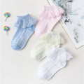 10 Pairs Baby Girls Socks – Lace Ruffle Princess Ankle Socks, Breathable Cotton Mesh for Toddlers, White, Pink & Blue