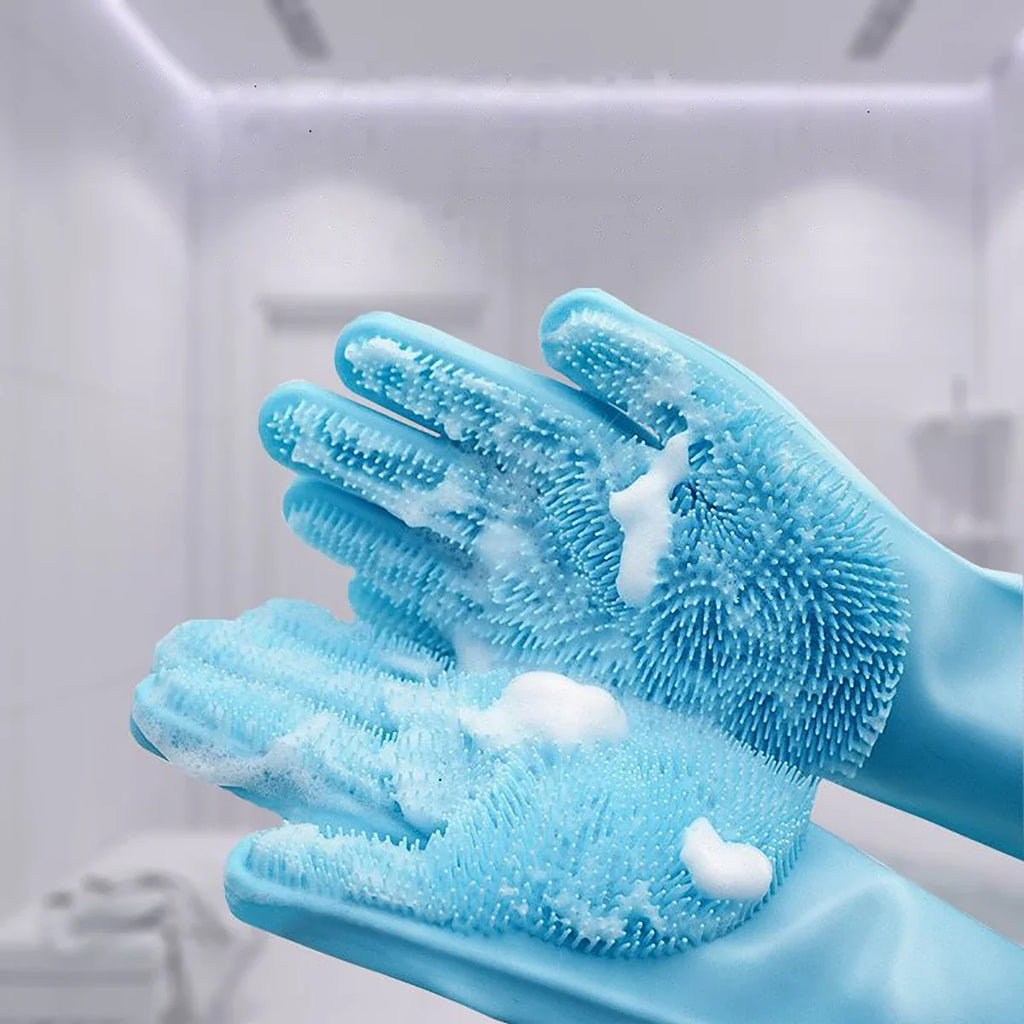 Dishwashing Cleanner Sponge Silicon Hair Removal Glove