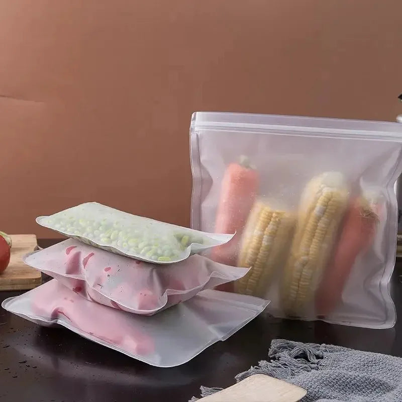 Silicone Food Storage Bags – Reusable Leakproof Stand-Up Zip Lunch & Snack Containers for Fresh Food