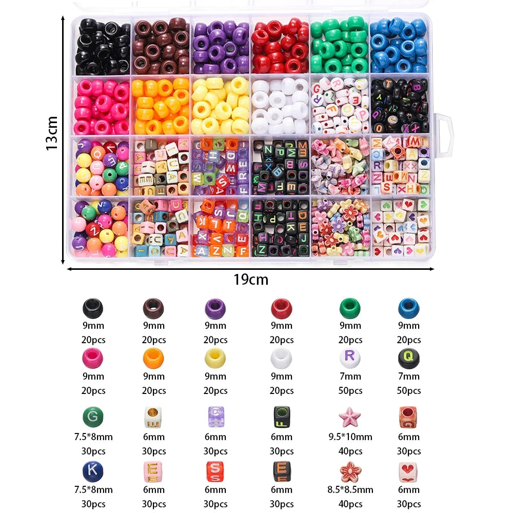 680PCS Colorful Acrylic Pony Beads & Square Letter Clay Spacer Beads – DIY Bracelet & Necklace Jewelry Making Kit