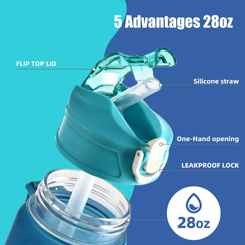 1PCS 800ML Large Capacity Sports Water Bottle – Leak-Proof, Portable Plastic Cup for Gym, Outdoor, Travel & Fitness