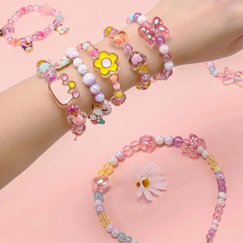 174pcs/Box Heart Acrylic Beads Flower Round Spacer Loose Beads Kits for Bracelet Keychain Jewelry Making Accessories