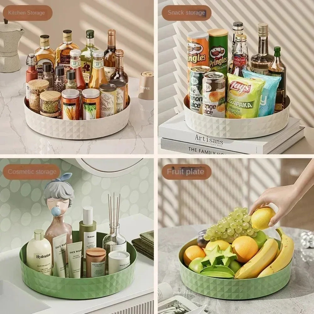 360-degree rotating kitchen storage organizer - multi-functional condiment (sauce and vinegar) rack - desktop fruit tray