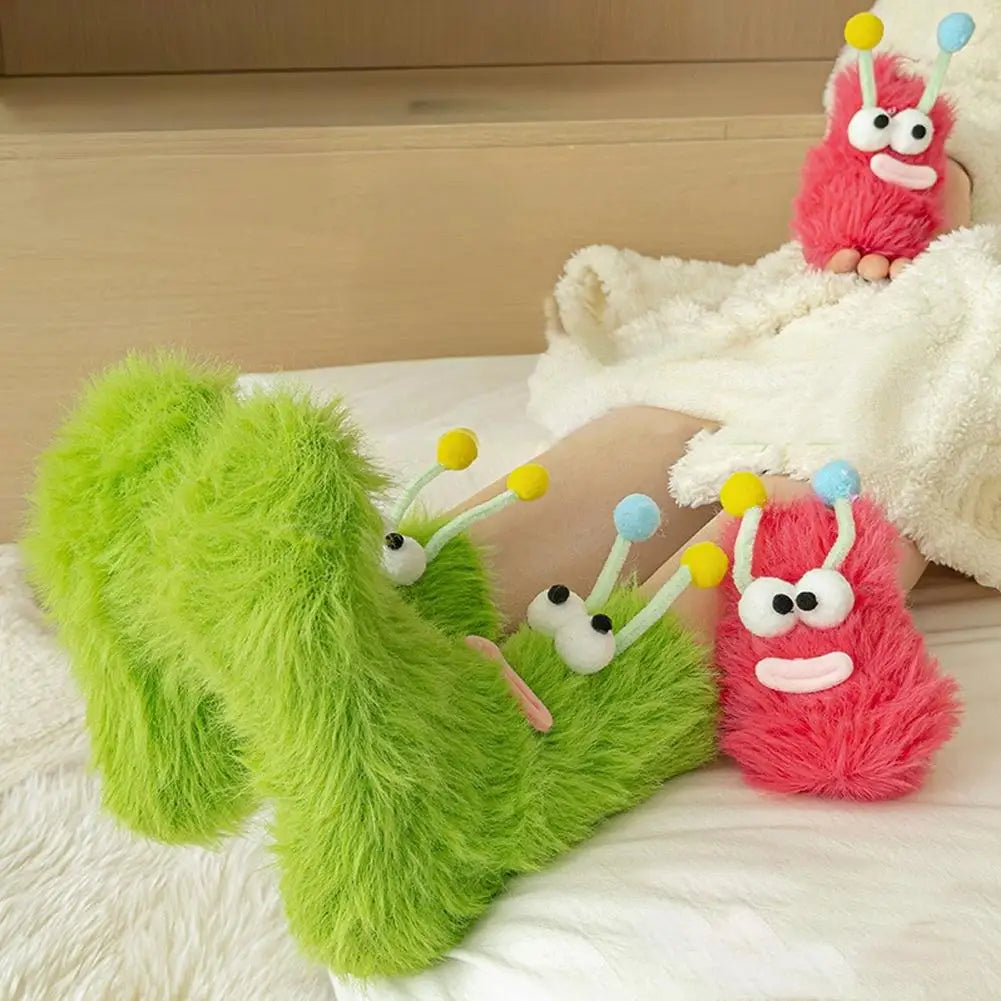 1 Pair Cartoon Ugly Doll Socks Women Autumn Winter Fleece Floor Socks Soft Thick Plush Indoor Socks Female Fluffy Socks