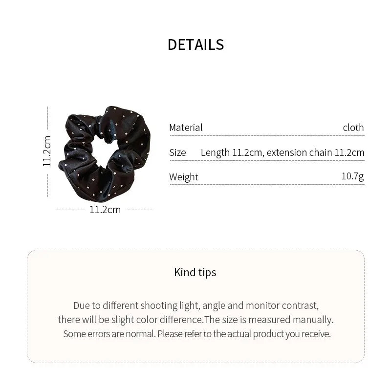 1/3PCS Polka Dot Satin Scrunchies – Large Ruffled Hair Bands for Women, Black & White Elegant Hair Ties