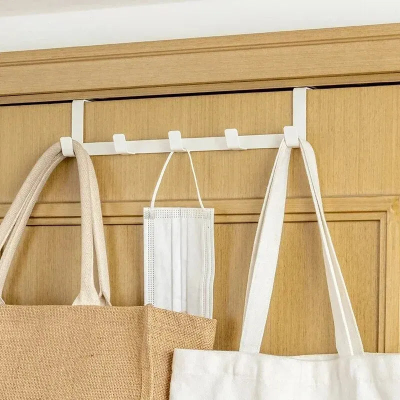 5-Hook Over-the-Door Organizer Rack – Home & Bathroom Hanger for Clothes, Coats, Hats, Towels, Kitchen Accessories