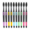 10-Pack Ultra-Soft Bamboo Charcoal Toothbrushes – Deep Cleaning Black Bristle Oral Care Set | Eco-Friendly, Gentle Gum Protection & Whitening Brush