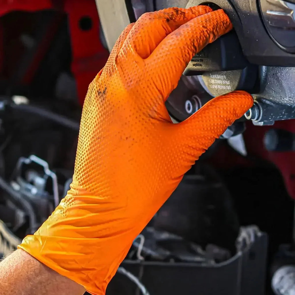 Heavy Duty Nitrile Gloves – 8Mil Thick Textured Grip Safety Work Gloves
