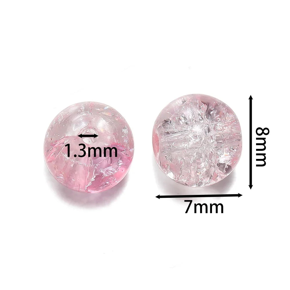 50/100pcs 8mm Glass Crackle Beads Loose Spacer Beads for Jewelry Making DIY Handmade Earrings Bracelets Necklace Accessories